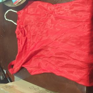 Red silk Zara top